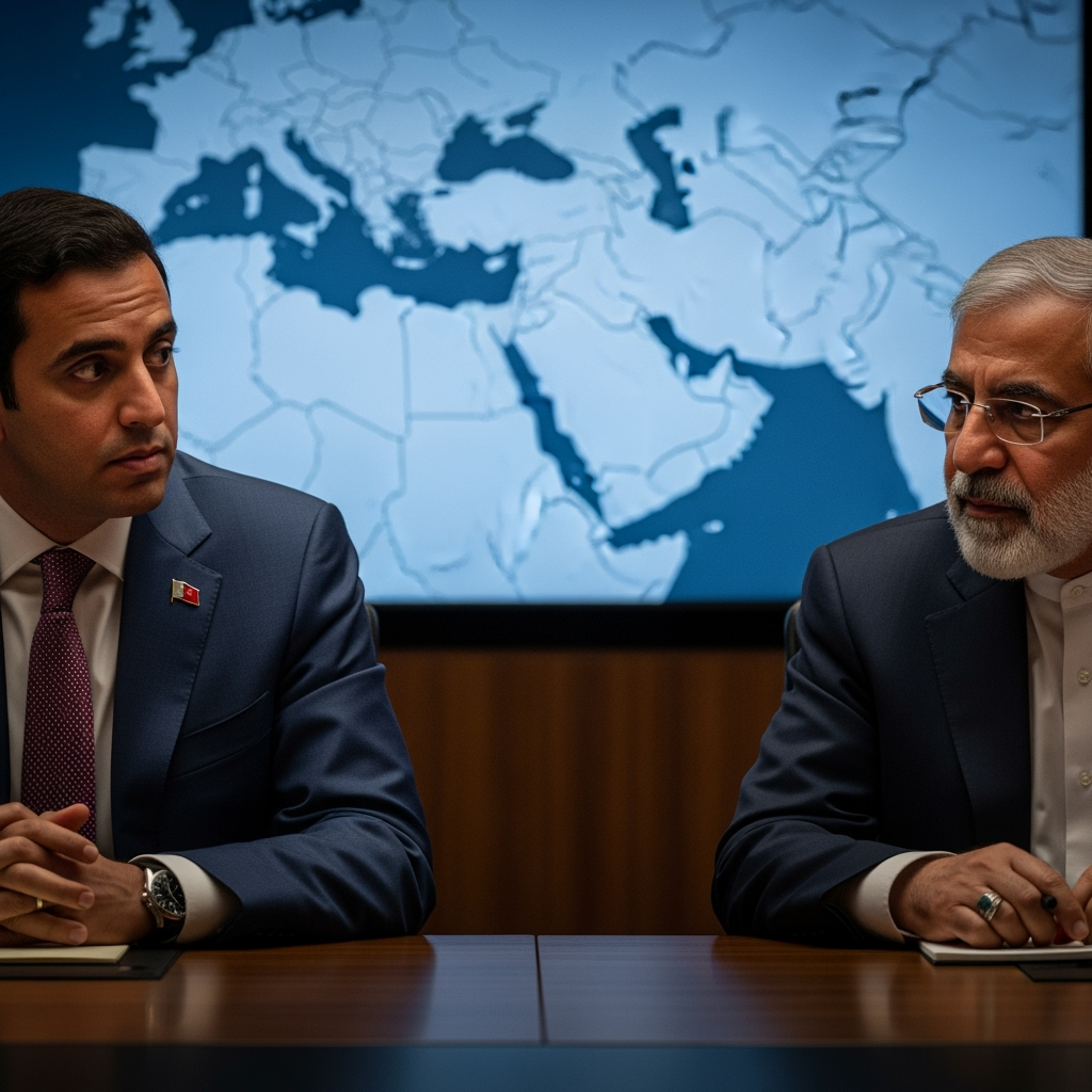 Illustration for: Qatar and Iran Discuss Regional Tensions