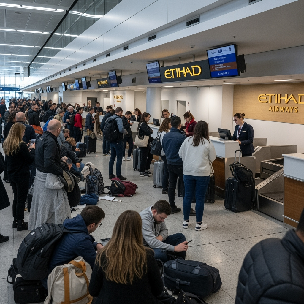 Illustration for: Etihad Check-In Delays at European Airports