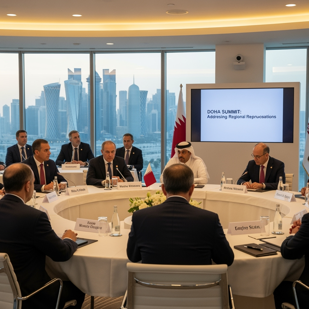 Illustration for: Qatar Summit to Address Israeli Attack Repercussions