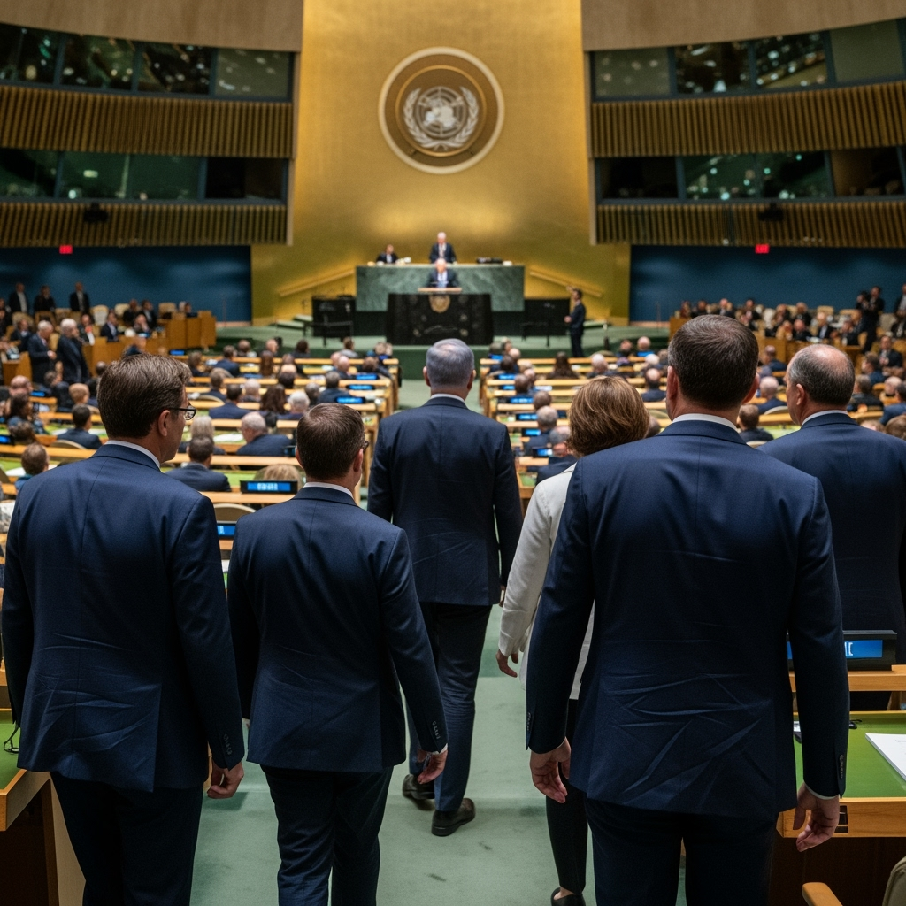 Illustration for: Delegations Exit During Netanyahu's UN Speech