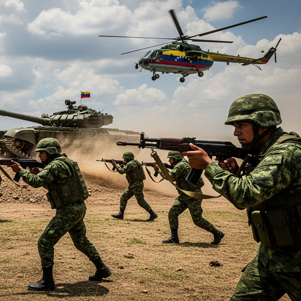 Illustration for: Venezuela Conducts Military Maneuvers Amid Rising Tensions