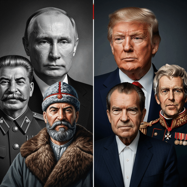Illustration for: Dmitriev Compares Historical Leaders with Putin and Trump