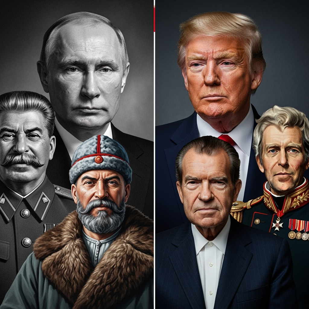 Illustration for: Dmitriev Compares Historical Leaders with Putin and Trump