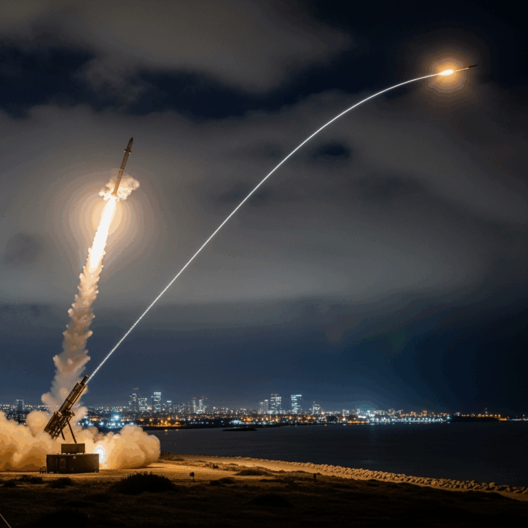 Illustration for: Israel Intercepts Rocket Launched from Yemen