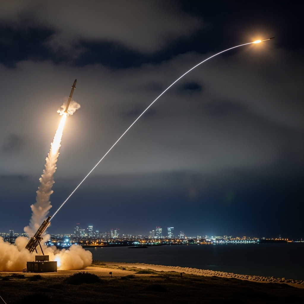 Illustration for: Israel Intercepts Rocket Launched from Yemen