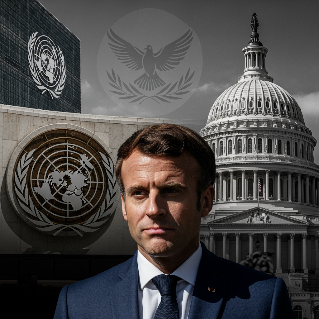 Illustration for: Macron on US Peace Efforts and UN Critique