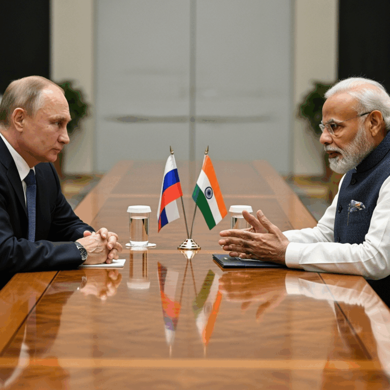 Illustration for: Putin and Modi Discuss Bilateral Relations
