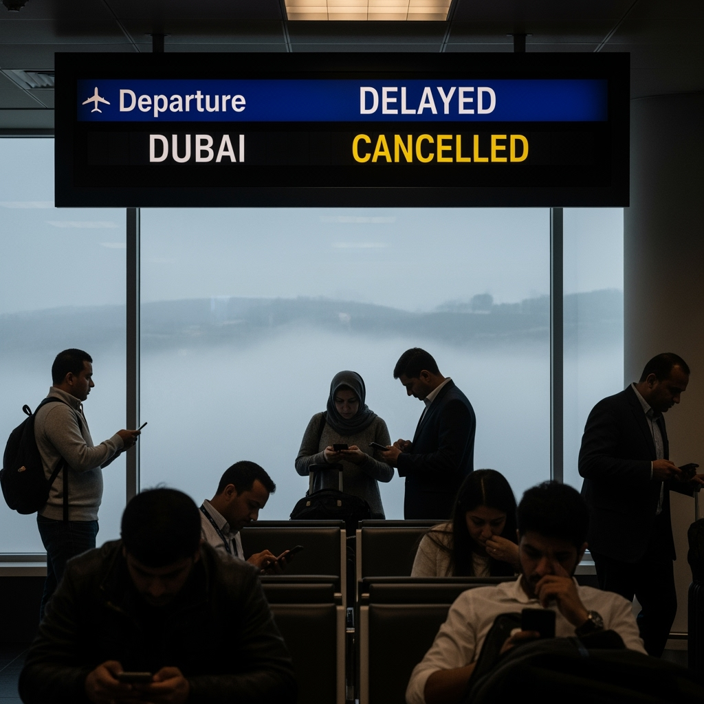 Illustration for: Kathmandu Airport Closure Disrupts Dubai Flights