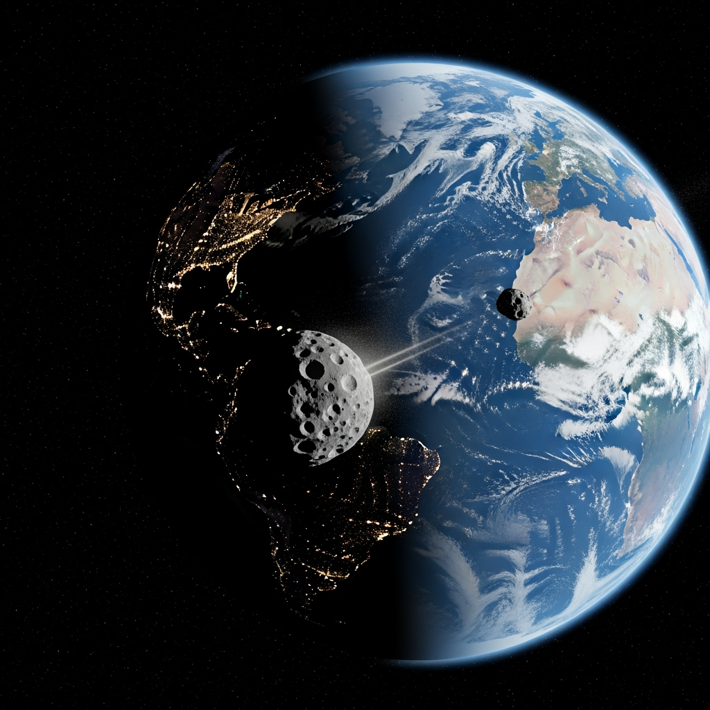 Illustration for: Small Asteroid Passes Close to Earth