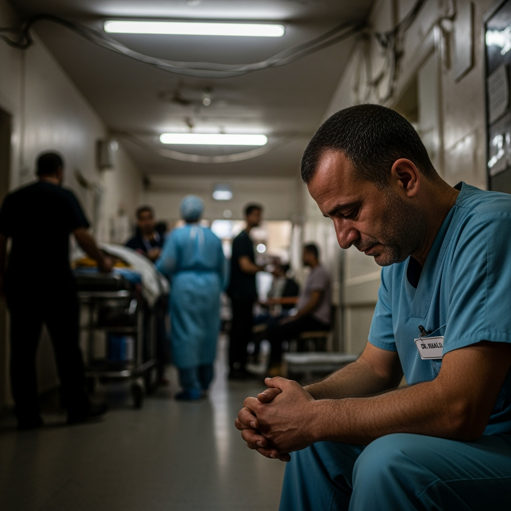 Illustration for: Gaza Hospital Director Faces Personal Loss Amid Conflict