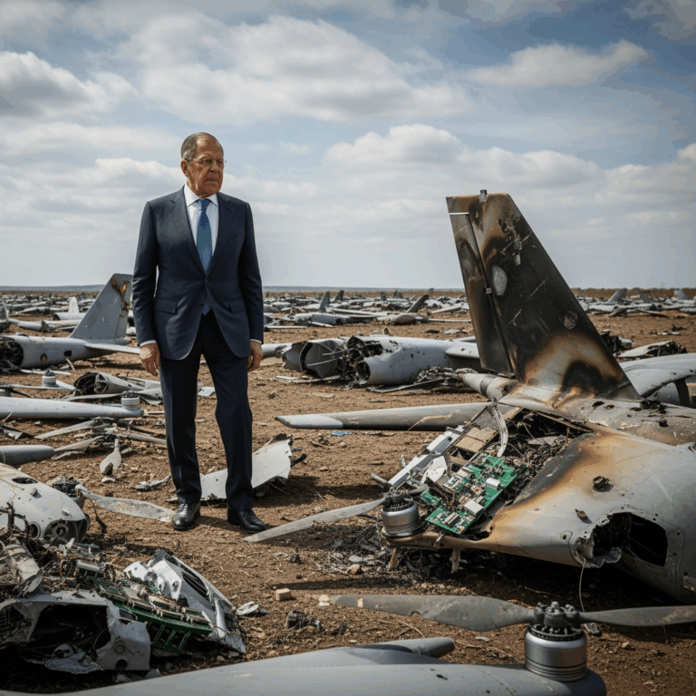 Illustration for: Lavrov on Drone Debris Range