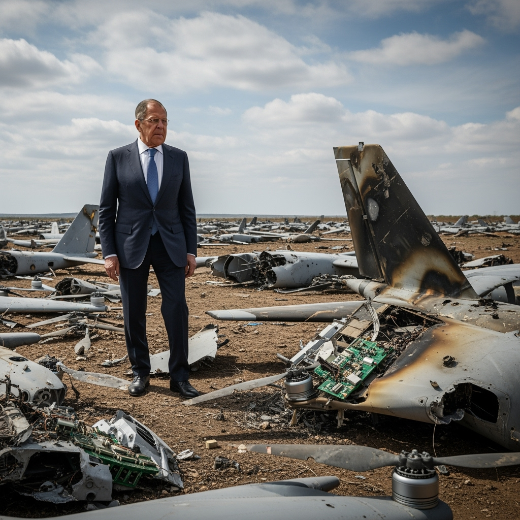 Illustration for: Lavrov on Drone Debris Range