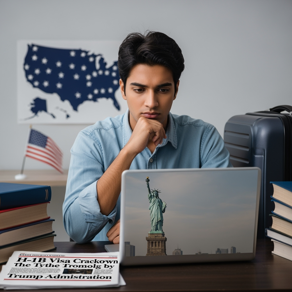 Illustration for: Trump's H-1B Crackdown: Indian Students Rethink US
