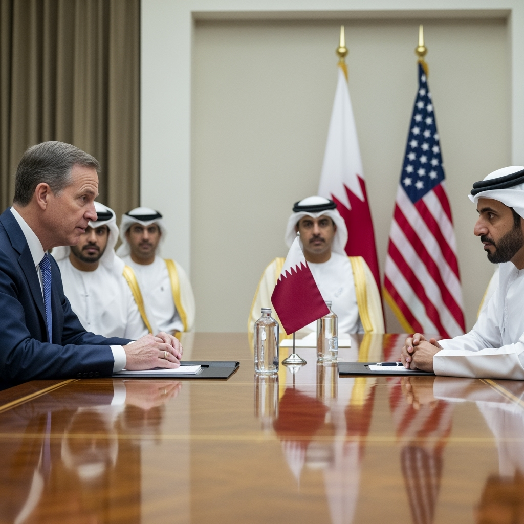 Illustration for: US Secretary of State's Visit to Qatar Amidst Tensions
