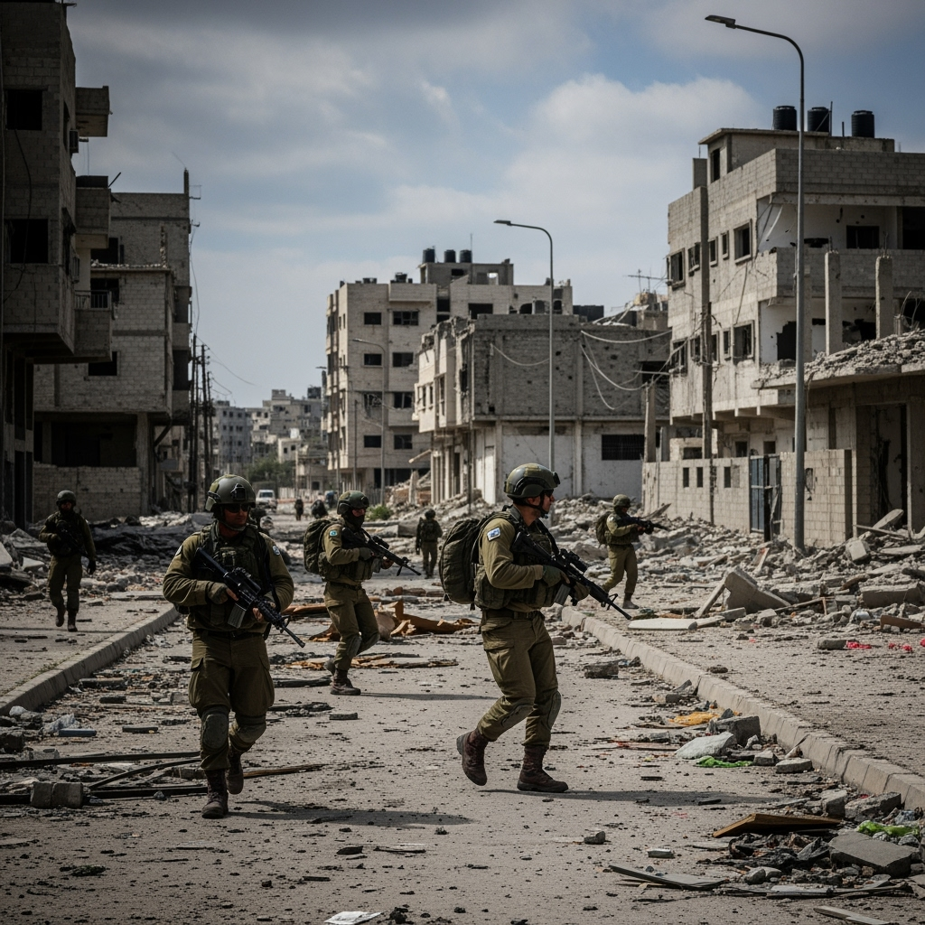 Illustration for: Israeli Troops Advance in Gaza City Operation