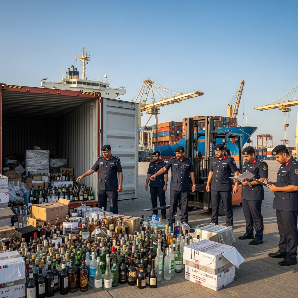 Illustration for: Kuwait Foils Major Alcohol Smuggling at Shuwaikh Port