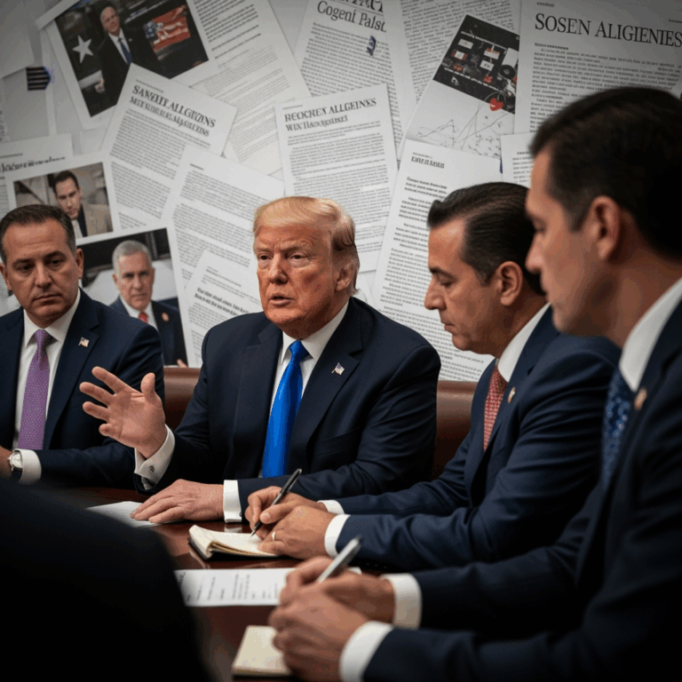 Illustration for: Trump Discusses Relations Amid Allegations