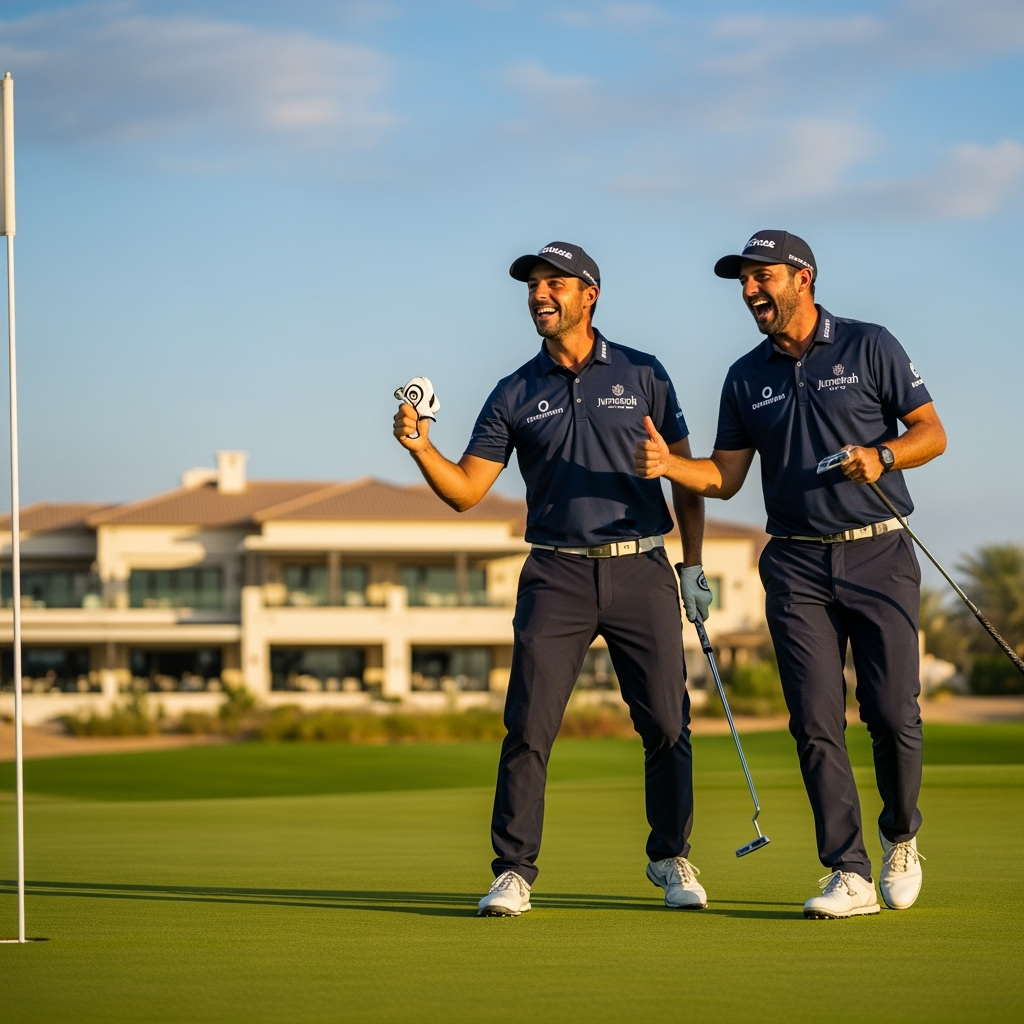 Illustration for: Emmens and Tagliariol Win Jumeirah Pairs Golf Event