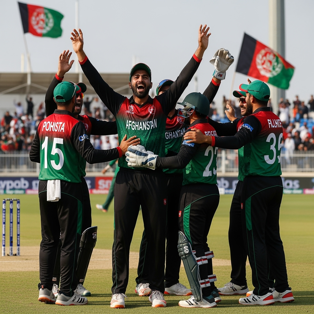 Illustration for: Afghanistan Triumphs Over Pakistan in Sharjah