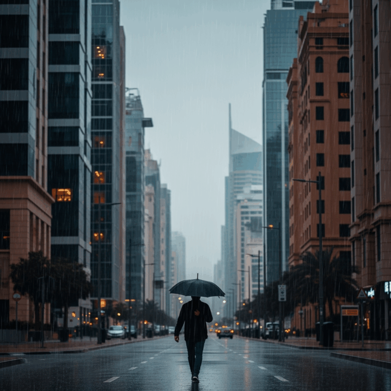 Illustration for: UAE Weather: Rainy and Cooler Sunday Forecast