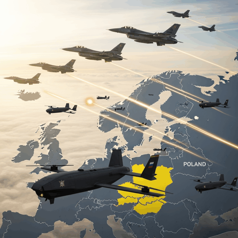 Illustration for: Poland Intercepts Drones Amid Russia-Ukraine Conflict