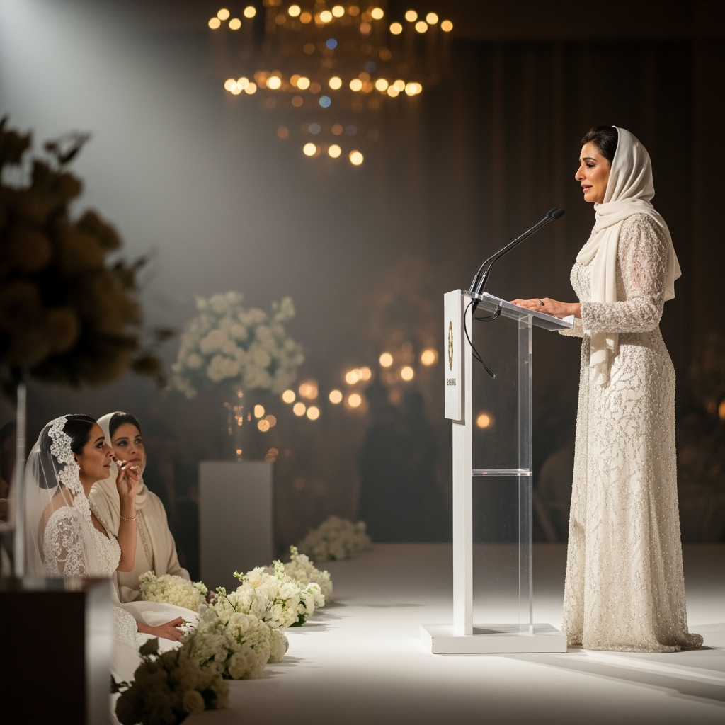Illustration for: Sheikha Bodour's Heartfelt Tribute at Daughter's Wedding