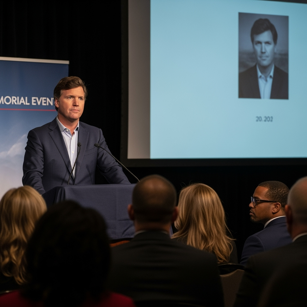 Illustration for: Tucker Carlson Raises $4.6M for Memorial Event
