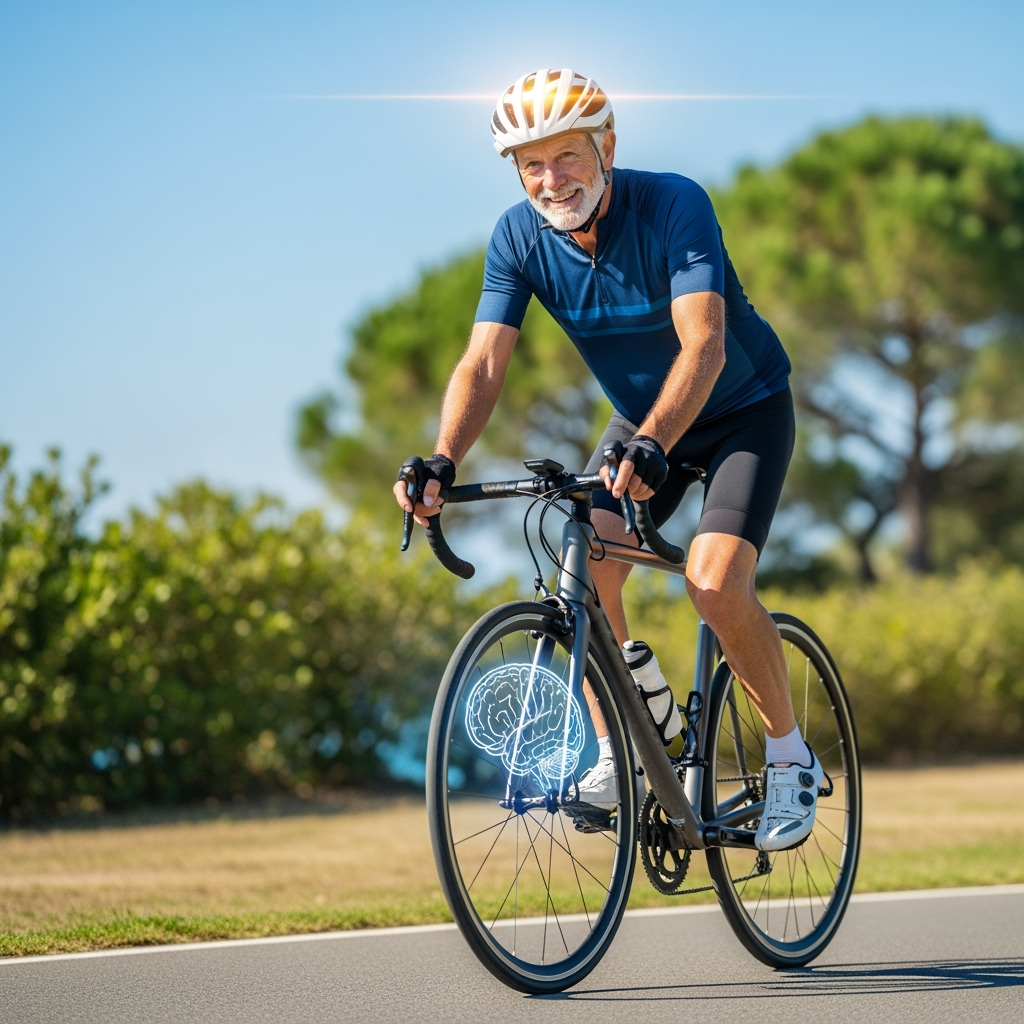 Illustration for: Study Links Cycling to Dementia Risk Reduction