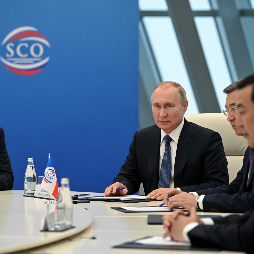 Illustration for: Putin Participates in Shanghai Cooperation Summit