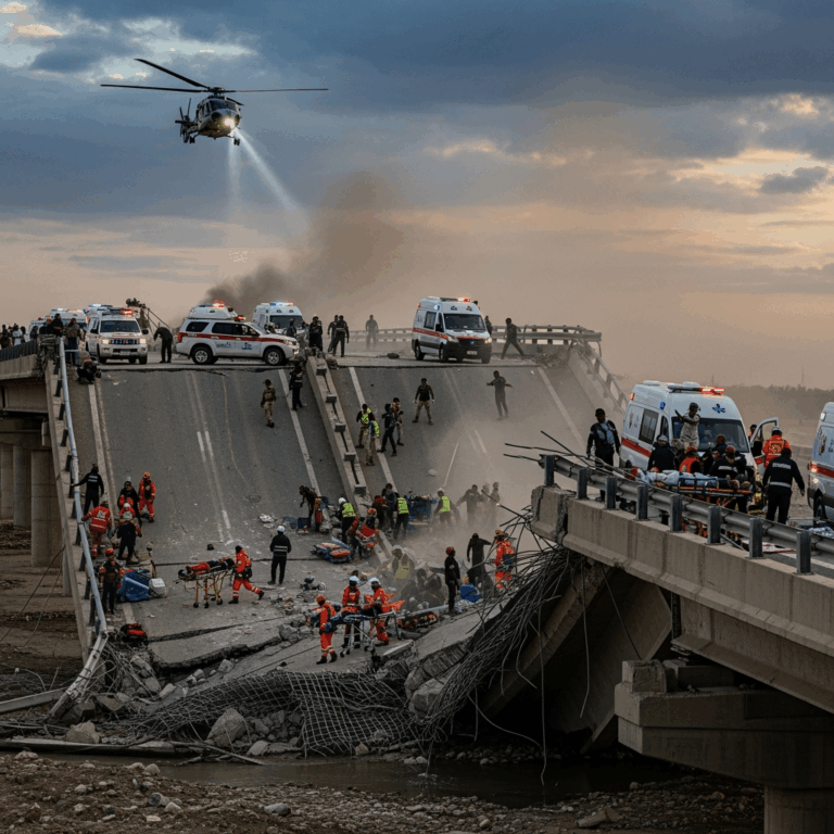 Illustration for: Bridge Collapse in Iraq: 2 Dead, Several Injured