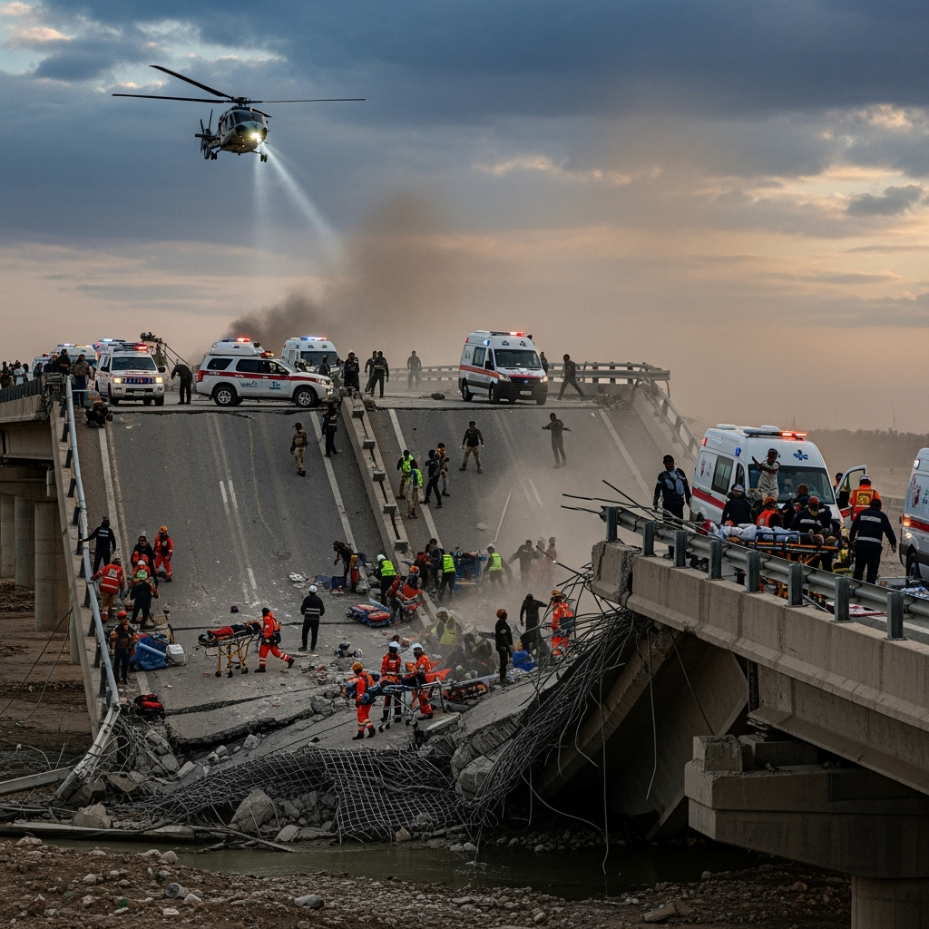 Illustration for: Bridge Collapse in Iraq: 2 Dead, Several Injured