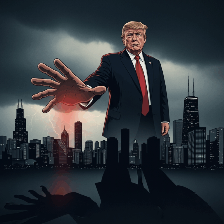 Illustration for: Trump's Federal Intervention Plans in Chicago