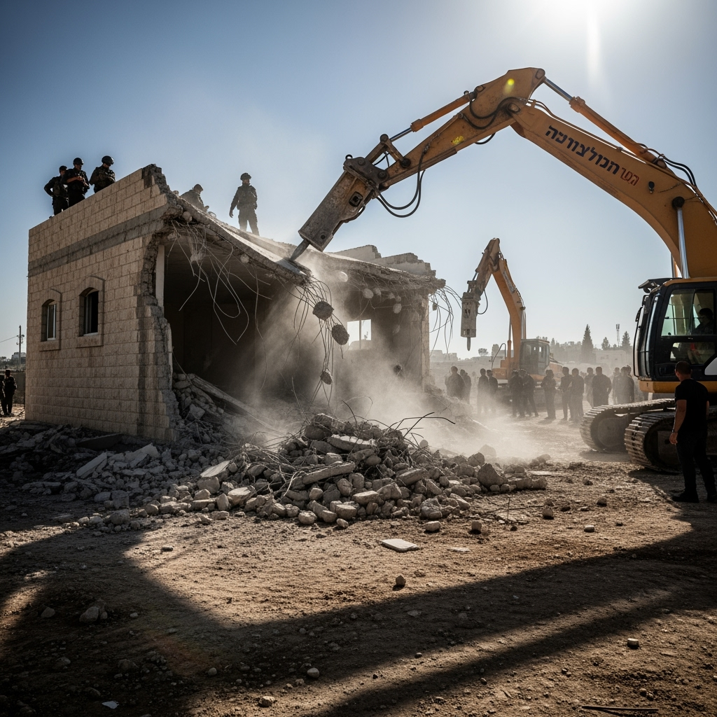 Illustration for: Israel Demolishes Unlicensed Buildings After Attack