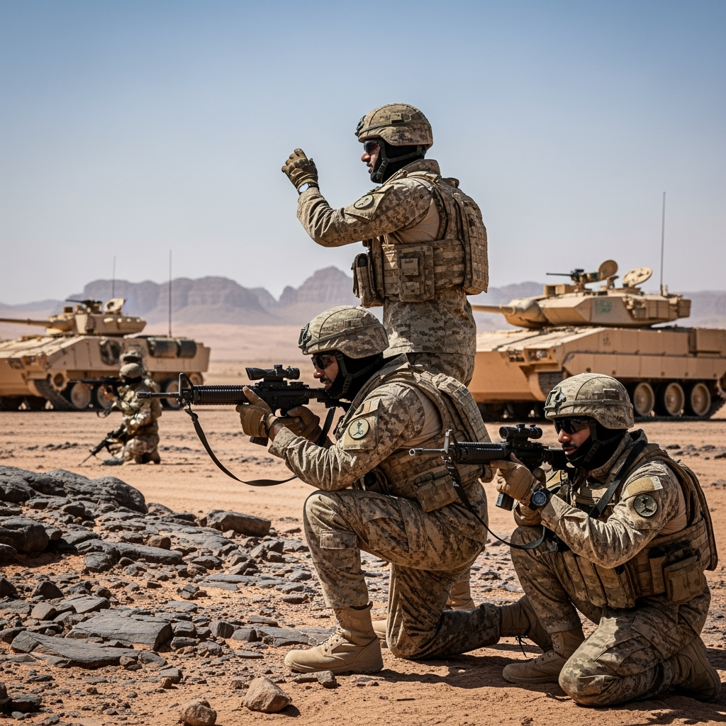 Illustration for: Saudi Military Exercises Enhance Security