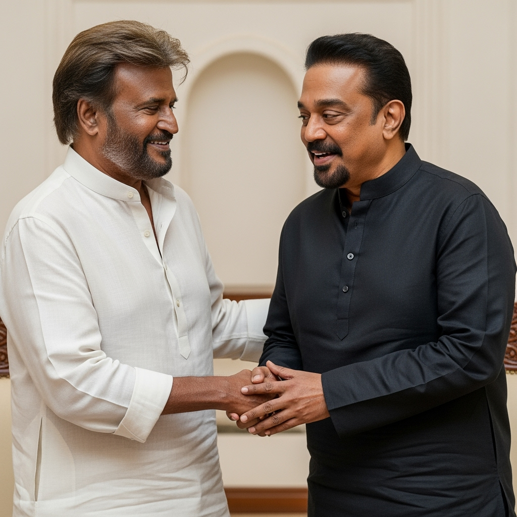 Illustration for: Rajinikanth & Kamal Haasan Reunite After 46 Years