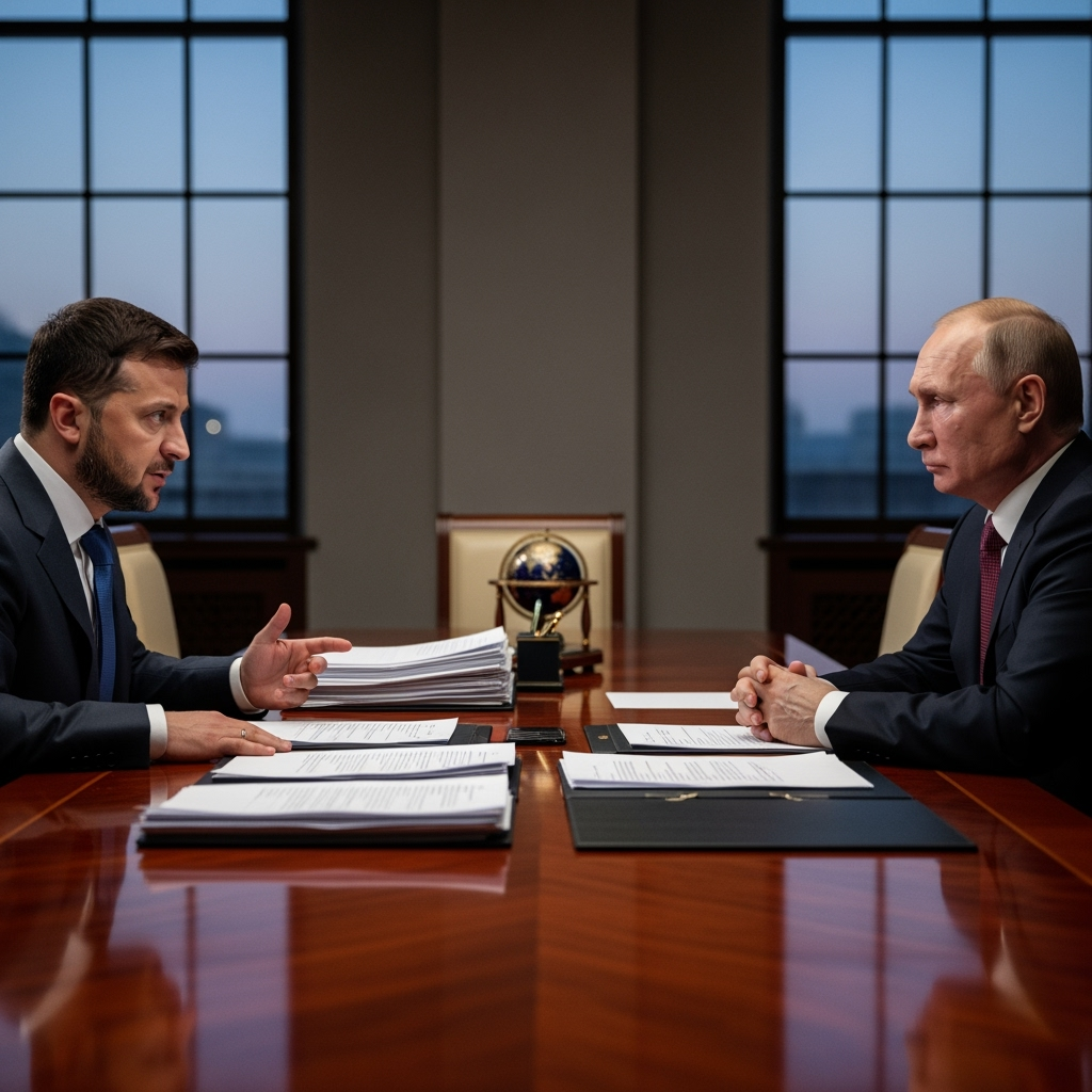 Illustration for: Zelensky and Putin Meeting Proposals