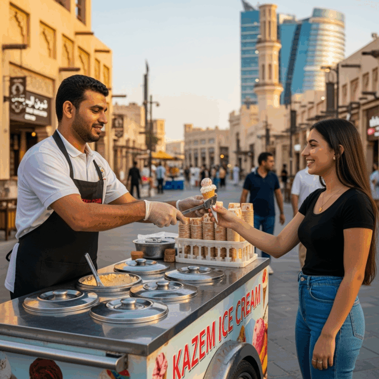 Illustration for: Kazem Ice Cream Revives Gaza Memories in UAE