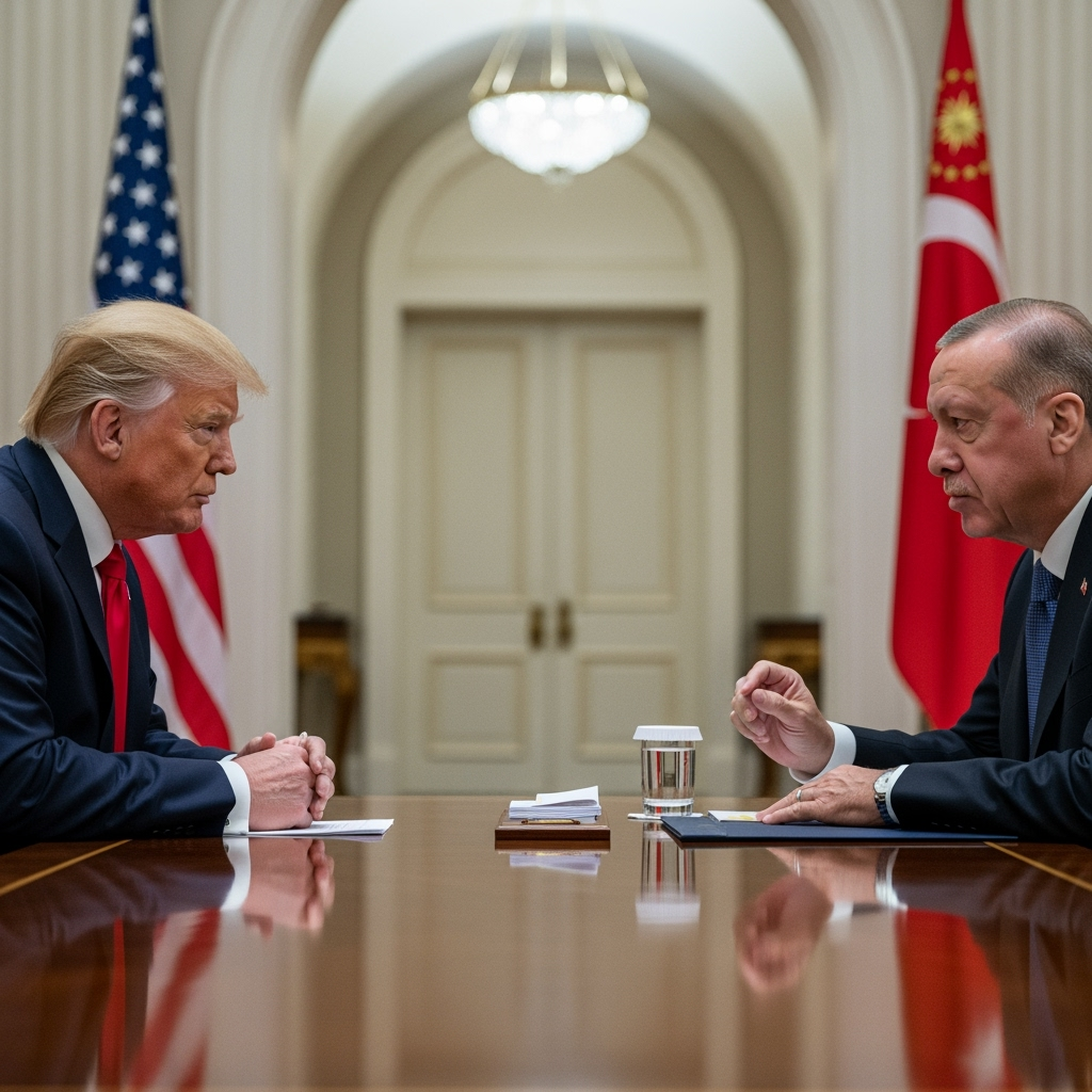 Illustration for: Trump and Erdogan Discuss Trade and Defense