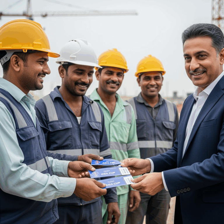 Illustration for: Anis Sajan Gifts Asia Cup Tickets to Workers