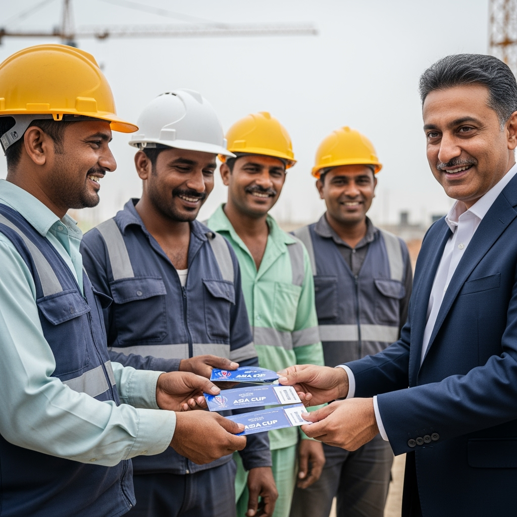 Illustration for: Anis Sajan Gifts Asia Cup Tickets to Workers