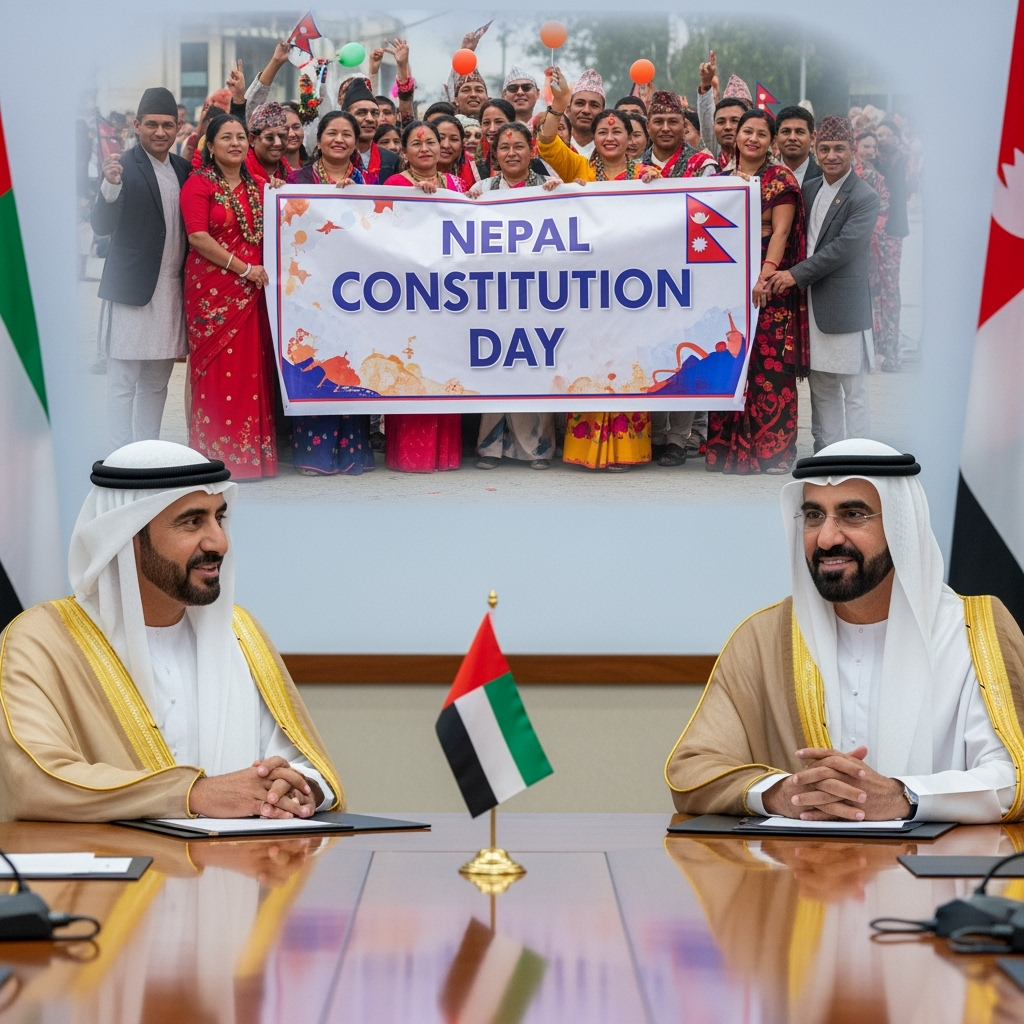 Illustration for: UAE Leaders Congratulate Nepal on Constitution Day