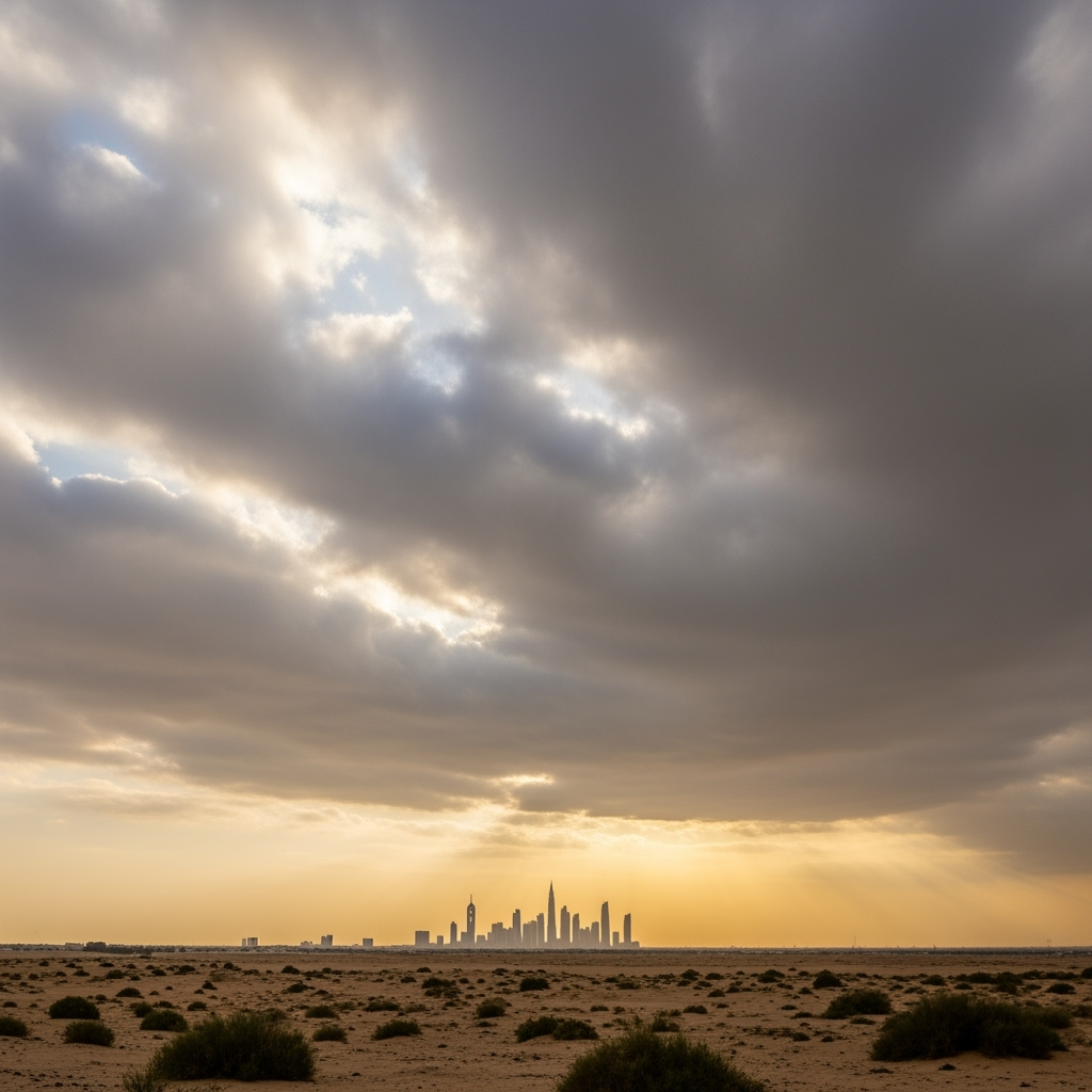 Illustration for: UAE Weather Update: Cloudy Skies and High Temperatures