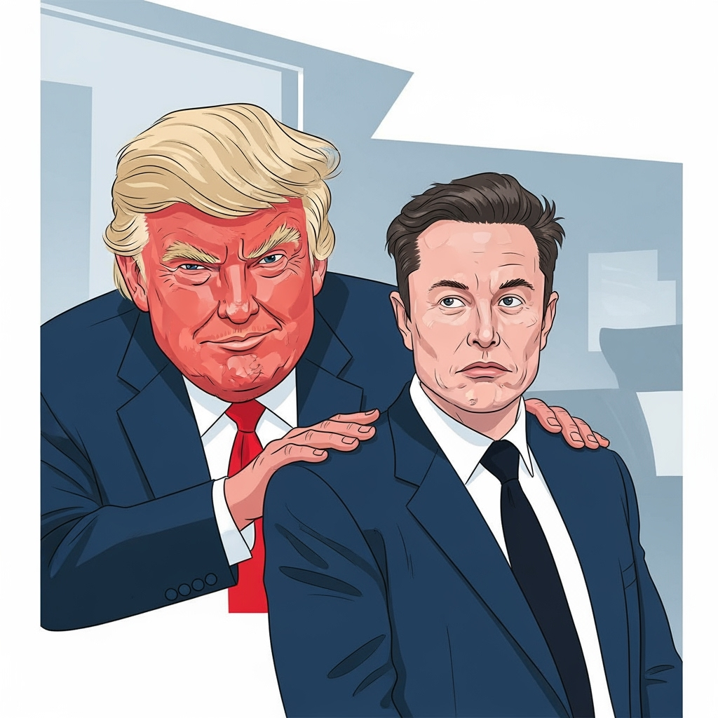 Illustration for: Trump on Musk's Political Affiliation