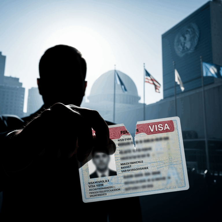 Illustration for: Ministry Revokes Visa After Controversial UN Speech