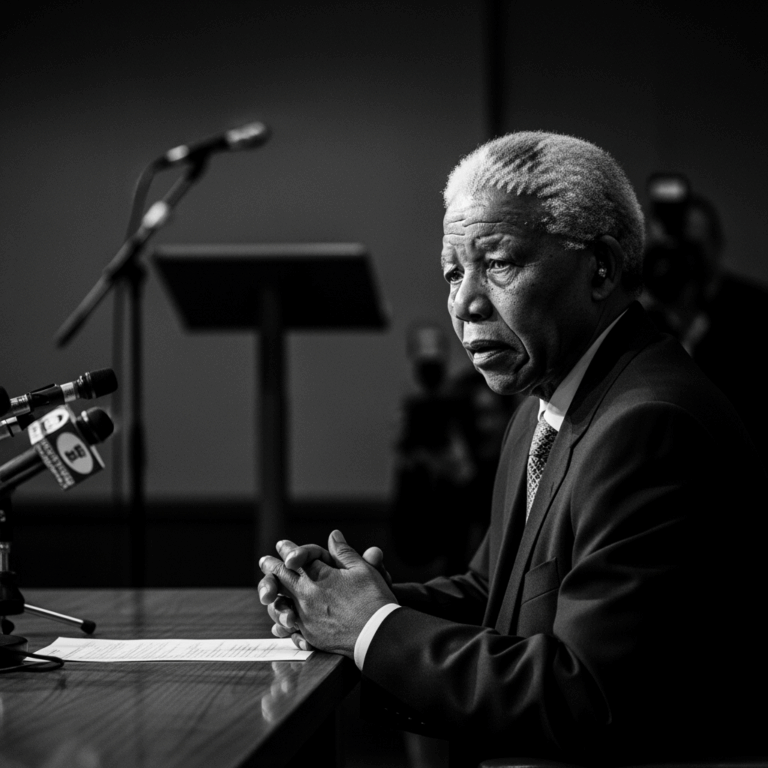 Illustration for: Mandela Condemns Global Silence on Gaza