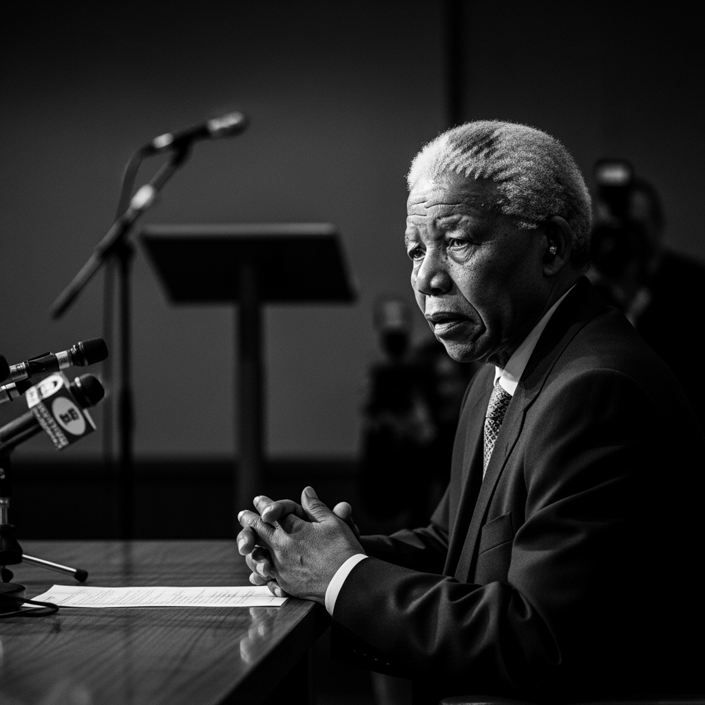 Illustration for: Mandela Condemns Global Silence on Gaza