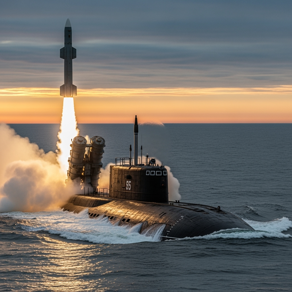 Illustration for: Russian Submarines Conduct Missile Drills