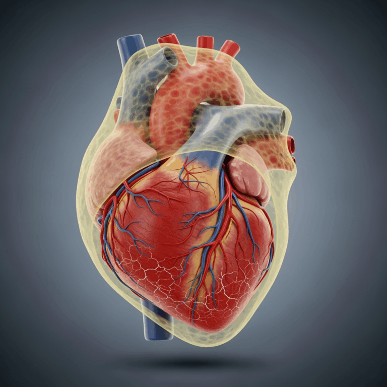 Illustration for: Visceral Fat Linked to Early Heart Aging