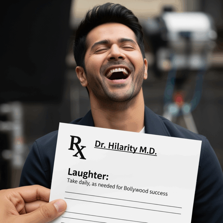 Illustration for: Varun Dhawan's Laughter Prescription in Bollywood