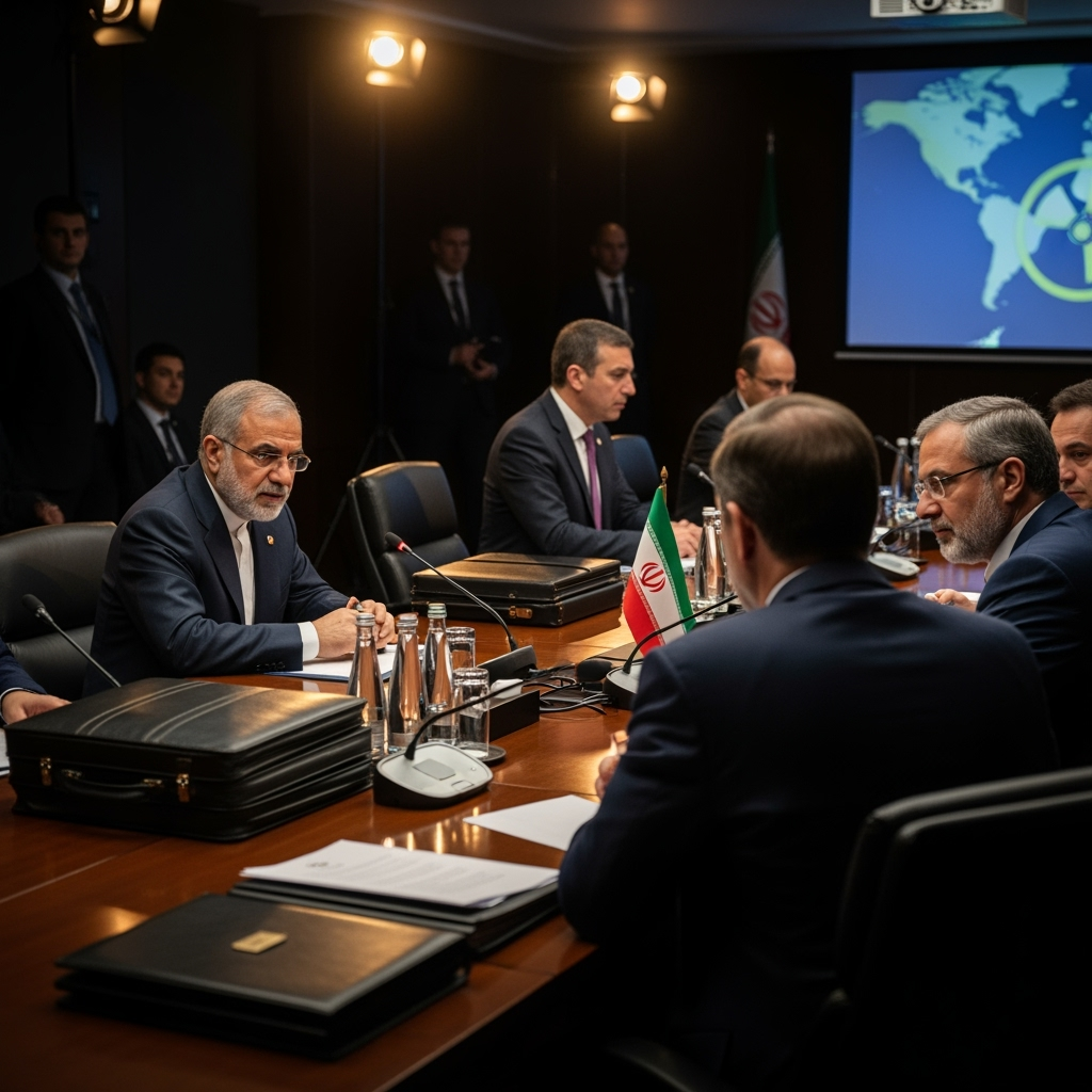 Illustration for: Iran Negotiates Sanctions Amid Nuclear Tensions